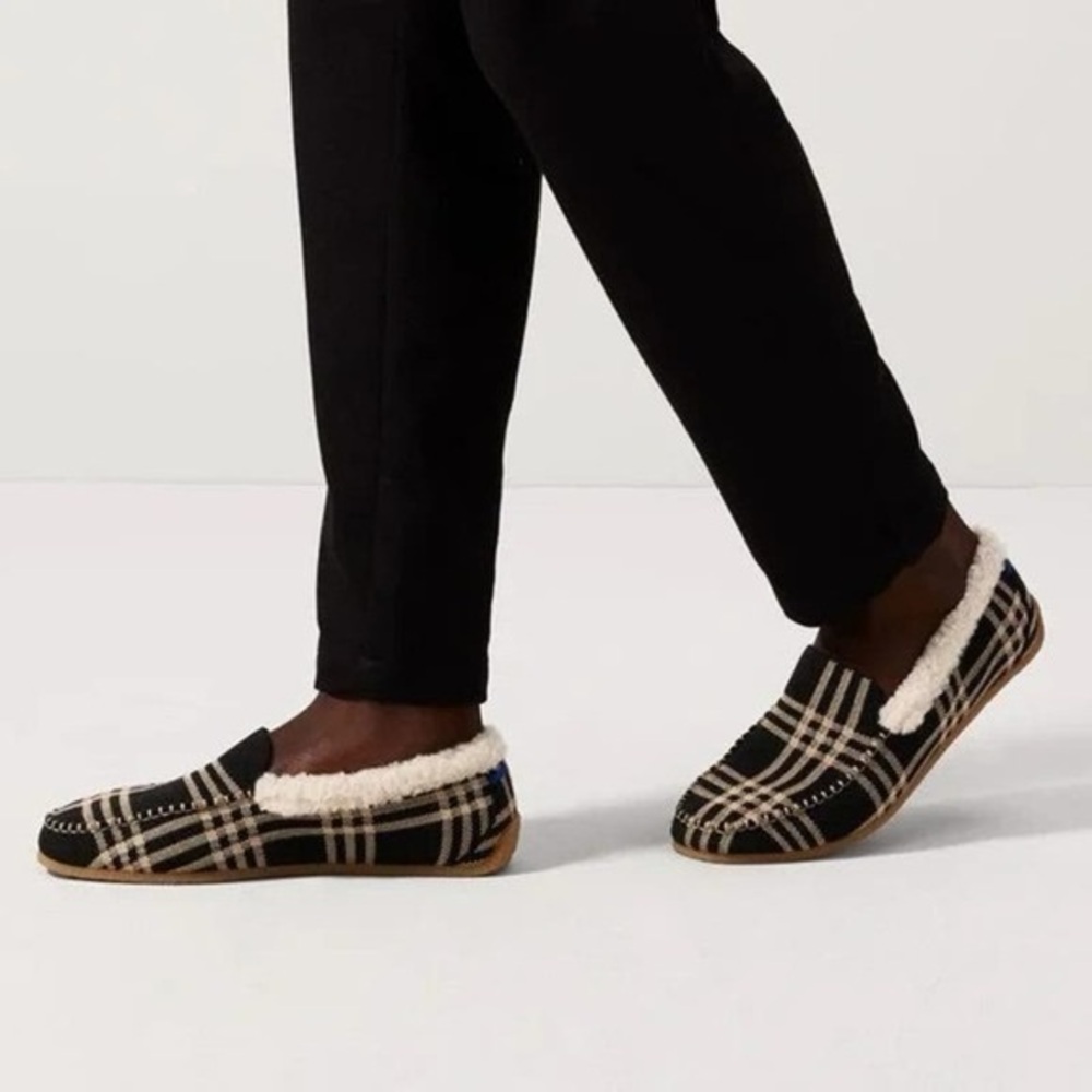Rothy’s The Slipper in Black & Camel Plaid Slipper Slip-On Size 7